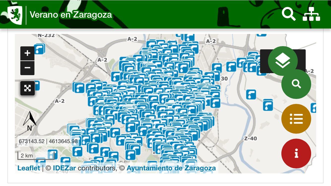 Mapa de fuentes en Zaragoza