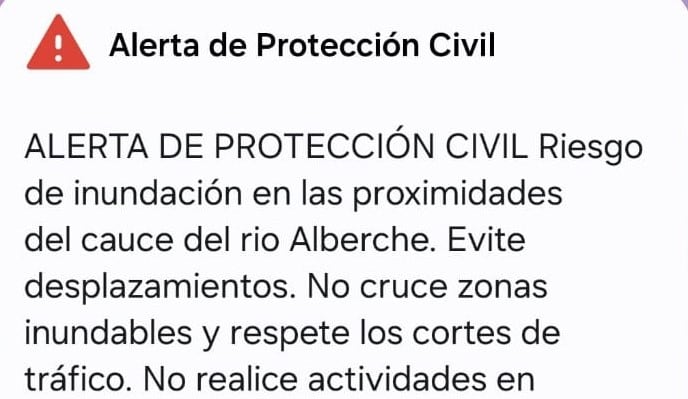 Alerta de Protección Civil en al zona de Talavera