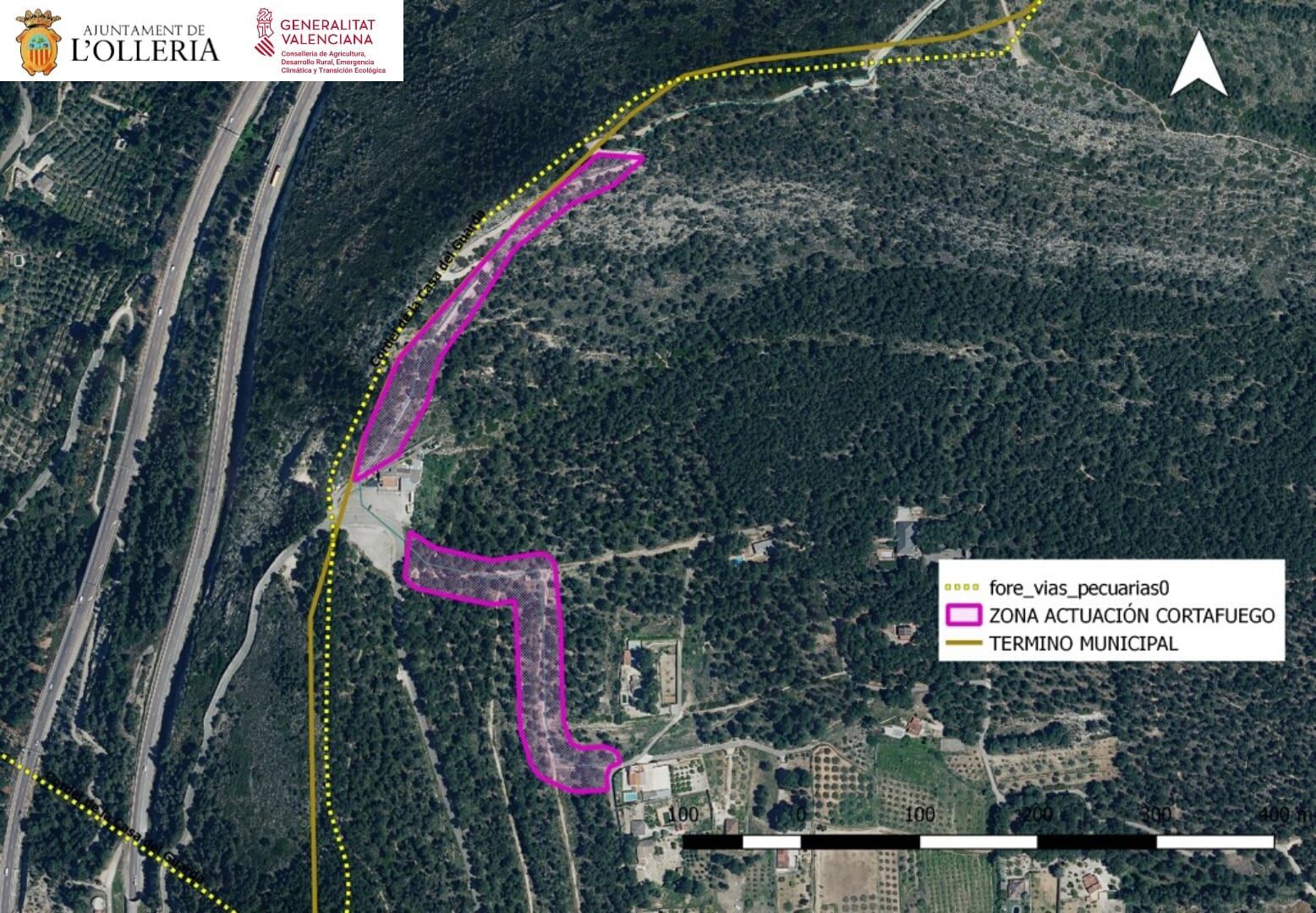 Mapa del tallafocs que realitzarà L'Olleria. Foto: Ajuntament de L'Olleria