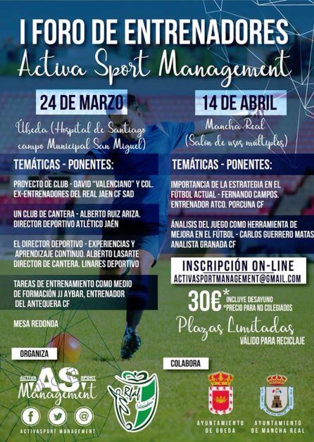 Cartel del I Foro de Entrenadores Activa Sport Management