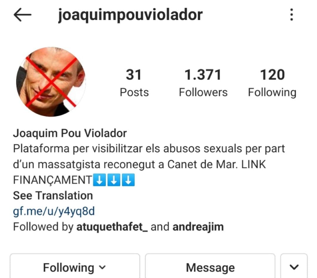 Imagen del perfil de Instagram que denuncia los abusos