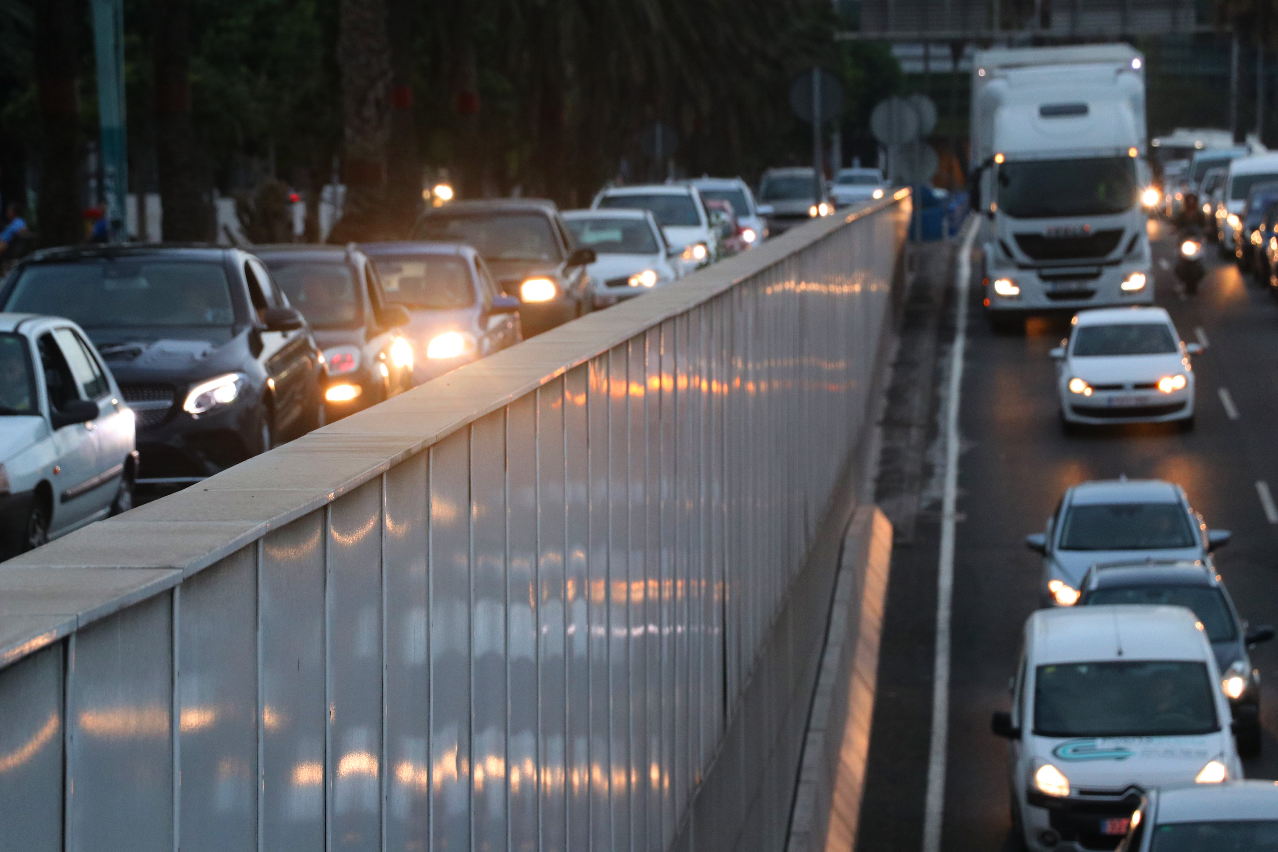 Congestión del tráfico en Canarias.