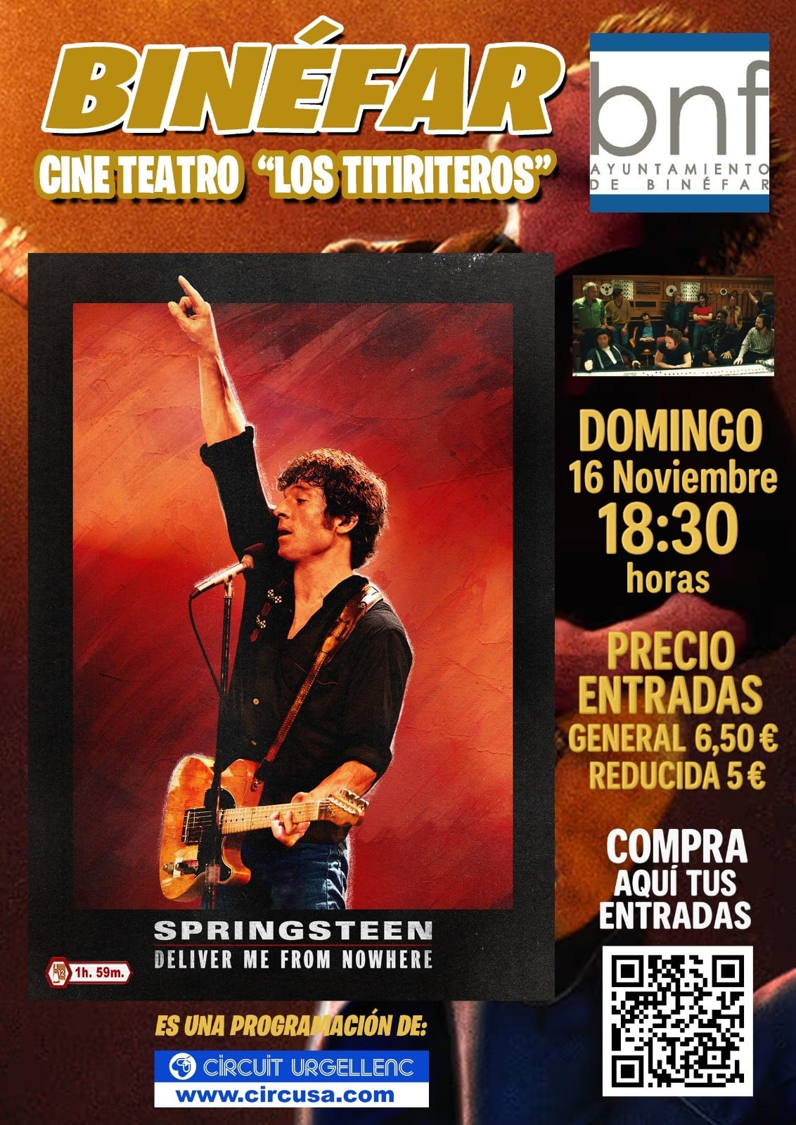 El cine vuelve a Binéfar con la película &quot;Springsteen: Deliver Me From Nowhere&quot;