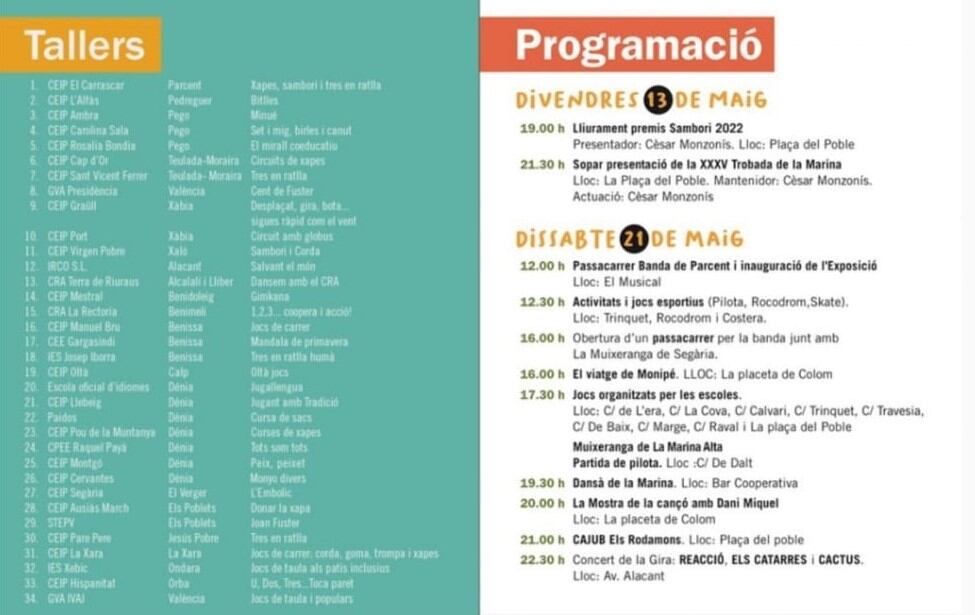 Programación de la XXXV Trobada d&#039;Escoles en Valencià