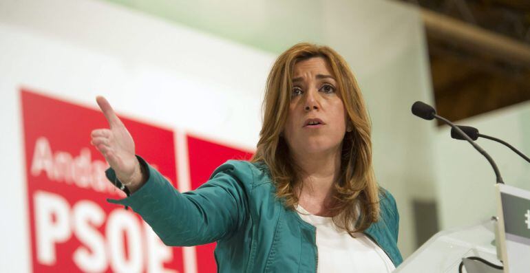 La secretaria general del PSOE andaluz, Susana Díaz, interviene durante el acto en el celebración del Día de Andalucía 