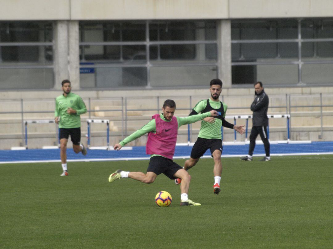 Joaquín Arzura y Chema en el entrenamiento.