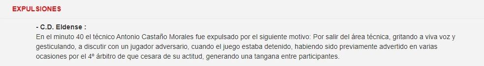 Fragmento del acta del partido Eldense - Burgos