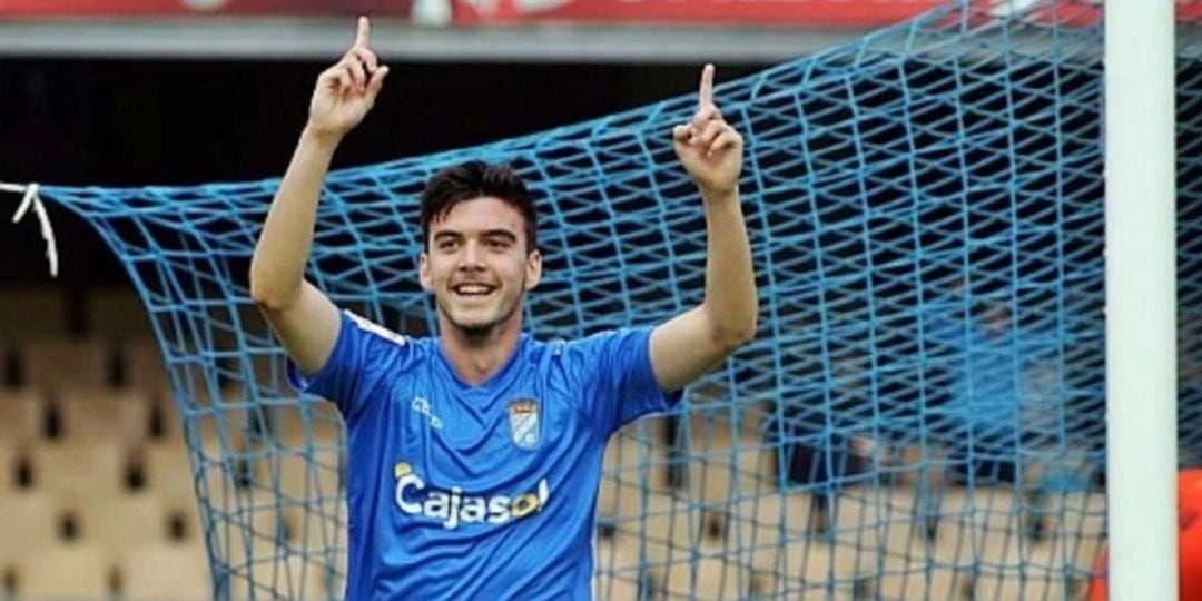 Javi Forján celebrando su último gol con el Xerez CD