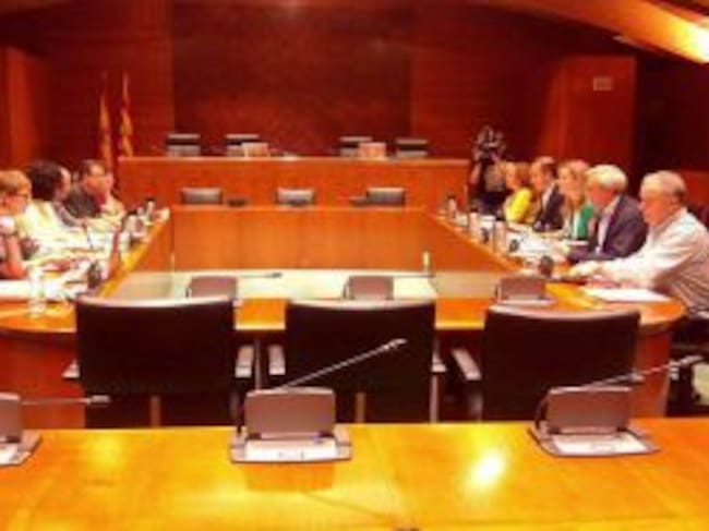 Los negociadores de PSOE y Podemos, instantes antes de la última reunión.