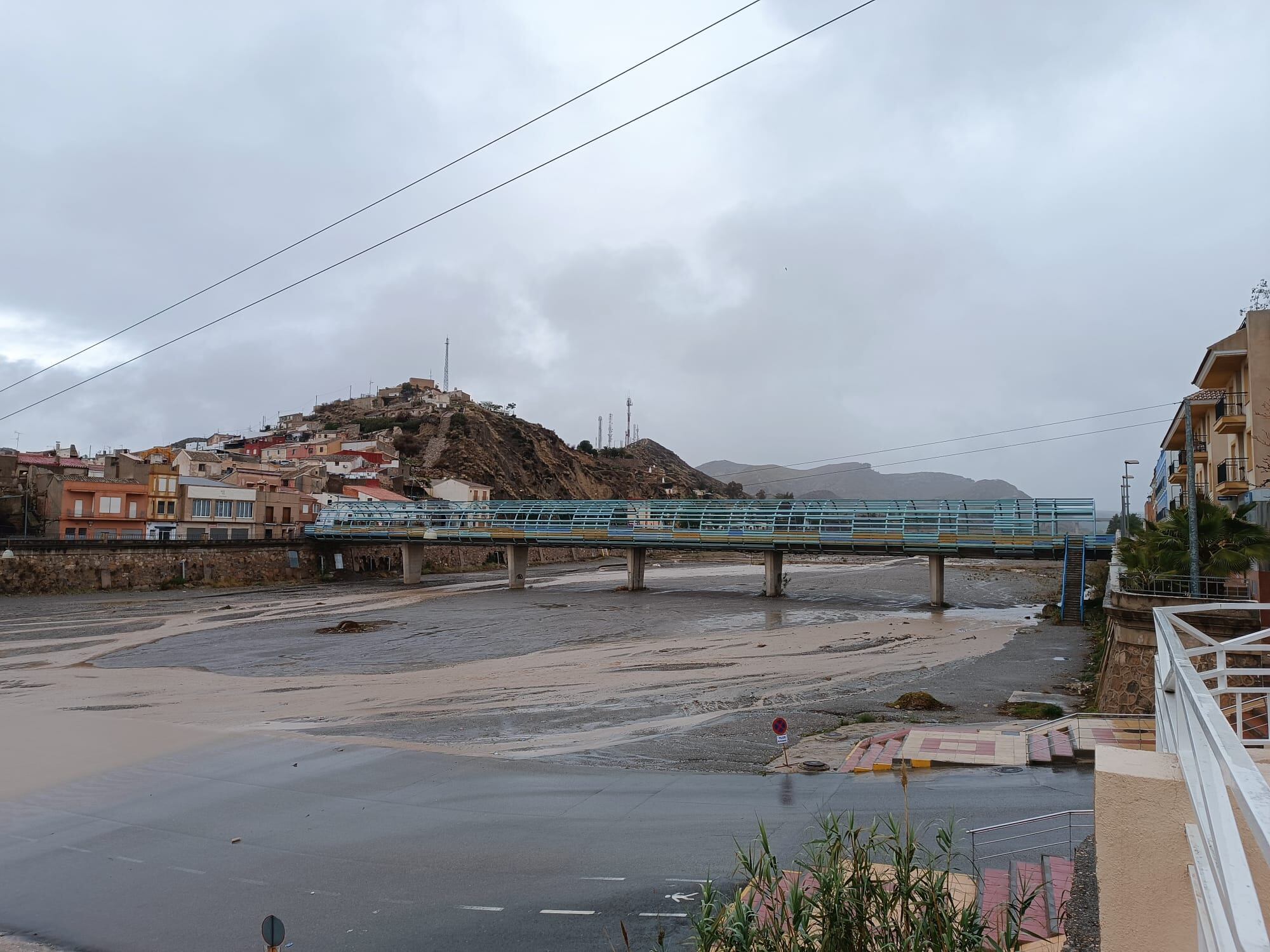 Agua acumulada en la rambla de Nogalte de Puerto Lumbreras