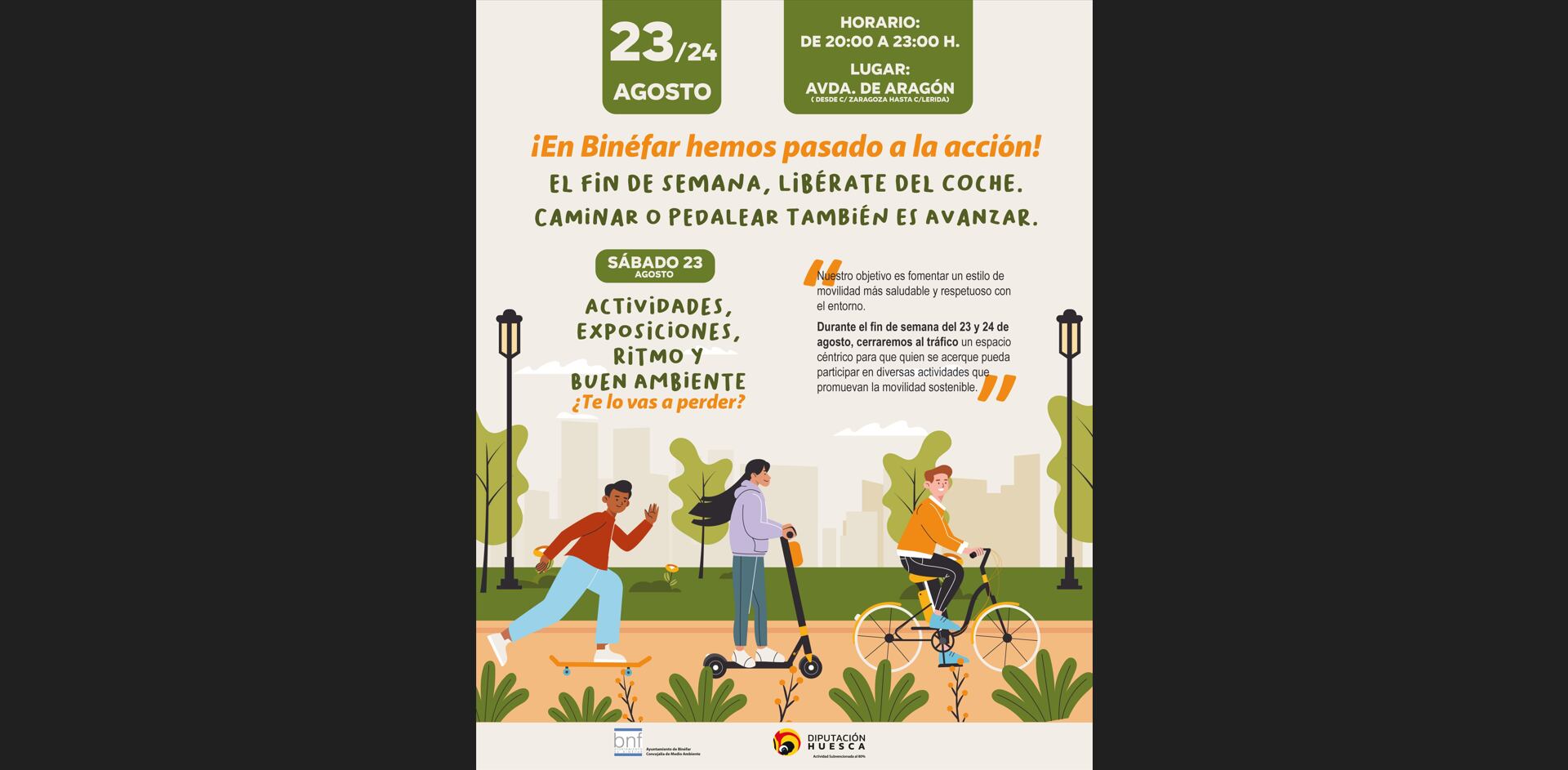 Cartel por un sábado de movilidad sostenible (Binéfar).