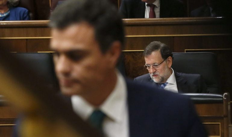 Rajoy y Pedro Sánchez, en una imagen de archivo en el Congreso de los Diputados