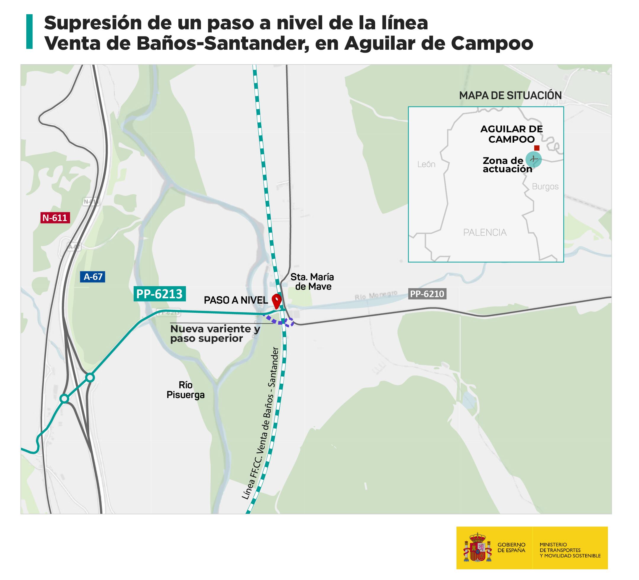 Transportes inicia las expropiaciones para poder iniciar las obras de supresión de un paso a nivel en Aguilar de Campoo