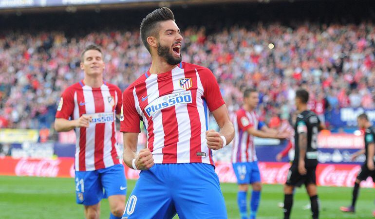 Carrasco celebra un gol en el Calderón