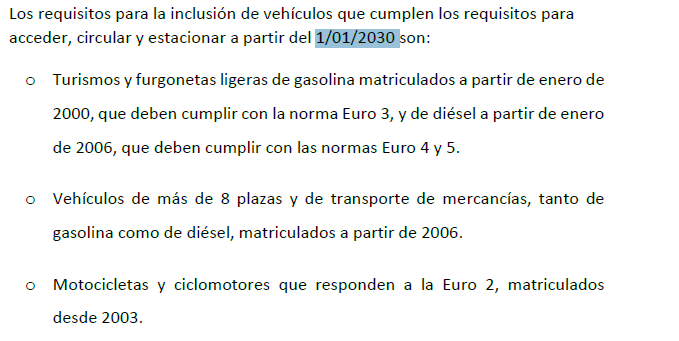Borrador de la ordenanza a aplicar a partir del 1 de enero del año 2030