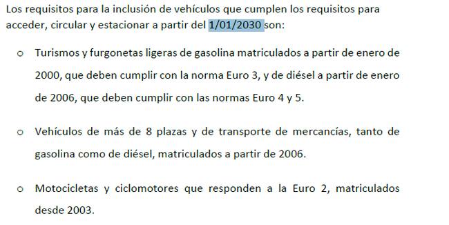 Borrador de la ordenanza a aplicar a partir del 1 de enero del año 2030