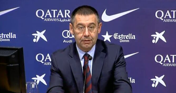 El nou president del FC Barcelona, Josep Maria Bartomeu, en la seva primera roda de premsa