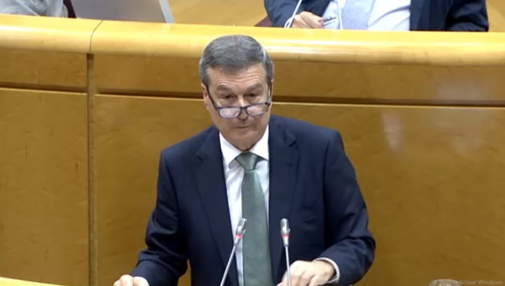 El conseller de Sanitat, Marciano Gómez, durante su intervención en el Senado este miércoles