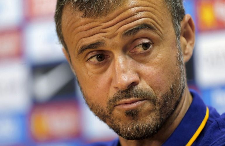 El entrenador del Barcelona, Luis Enrique Martínez, durante una rueda de prensa 