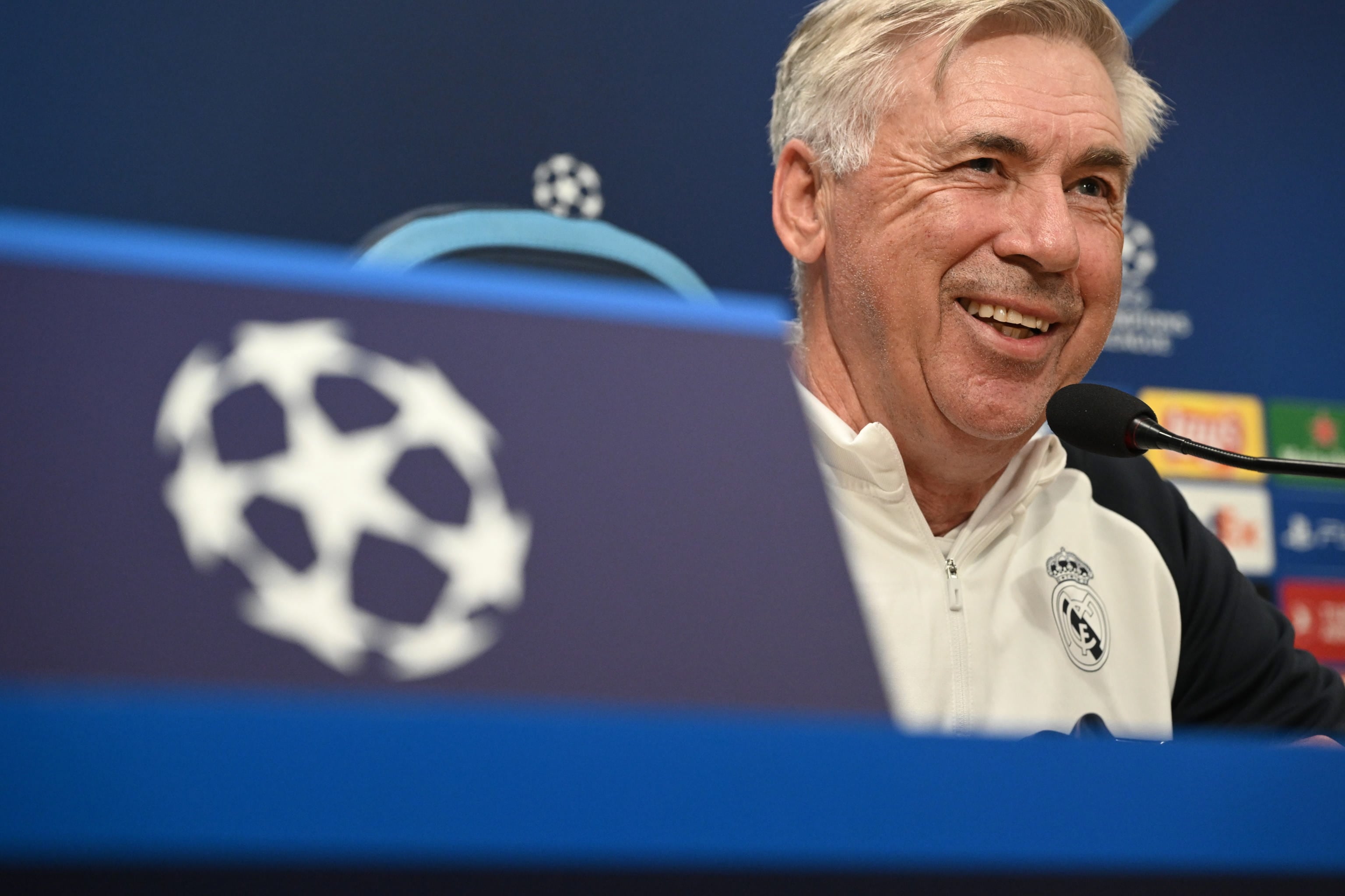 El entrenador del Real Madrid, Carlo Ancelotti, durante una rueda de prensa previa a un partido de la UEFA Champions League.- EFE/CIRO FUSCO