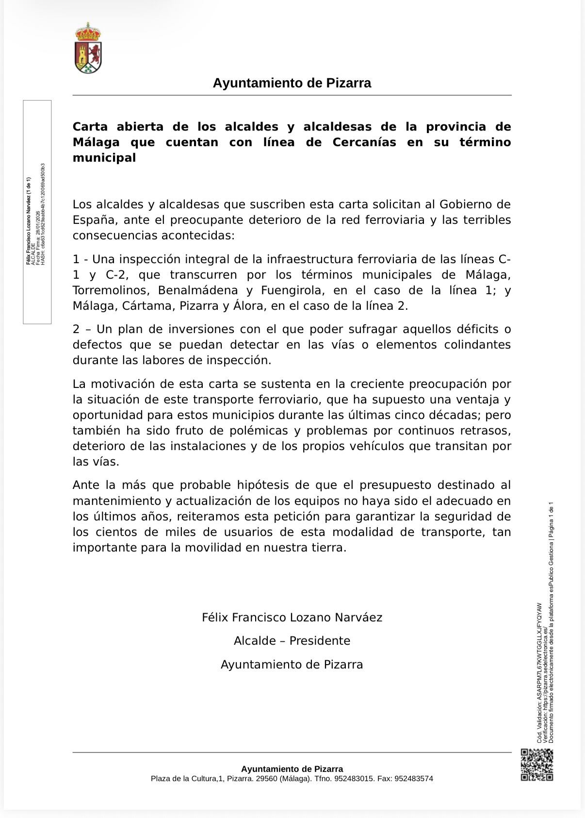 Cartas de los alcaldes de la Costa del Sol