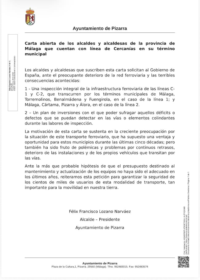 Cartas de los alcaldes de la Costa del Sol