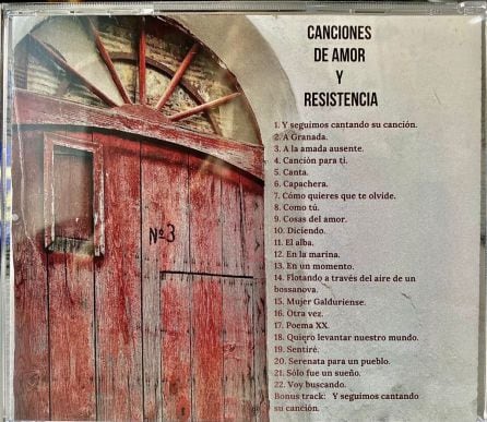 Contraportada con el listado de las canciones incluidas en el disco