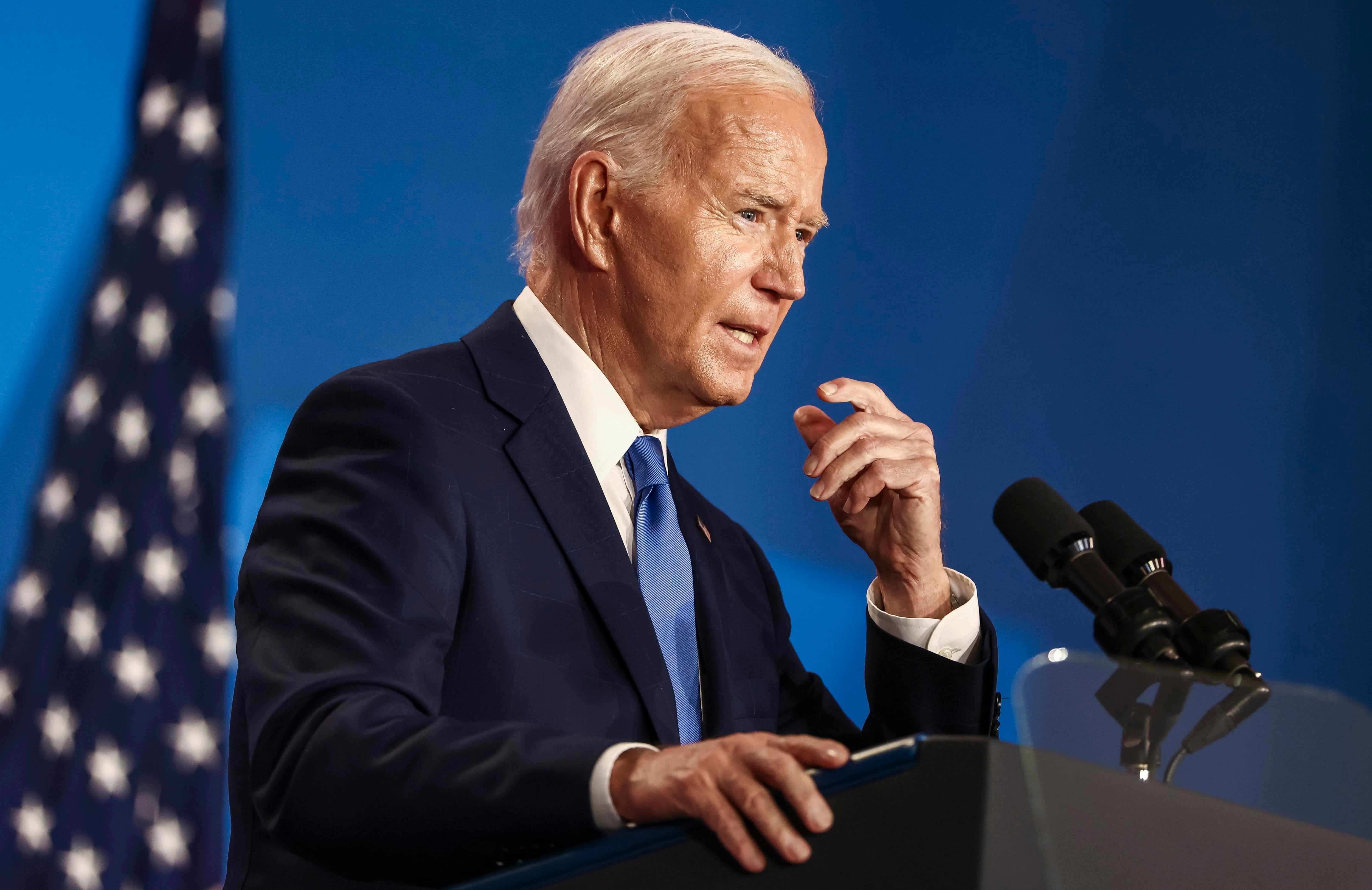 El presidente Joe Biden durante la rueda de prensa en la conferencia de la OTAN.