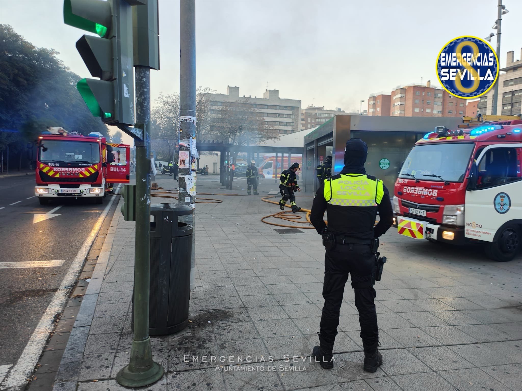 Incendio en la Estación de Metro de San Bernardo en Sevilla