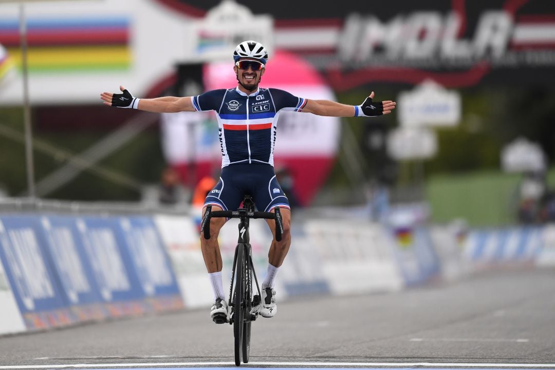 Julian Alaphilippe en el Mundial de Ciclismo en Imola, 2020