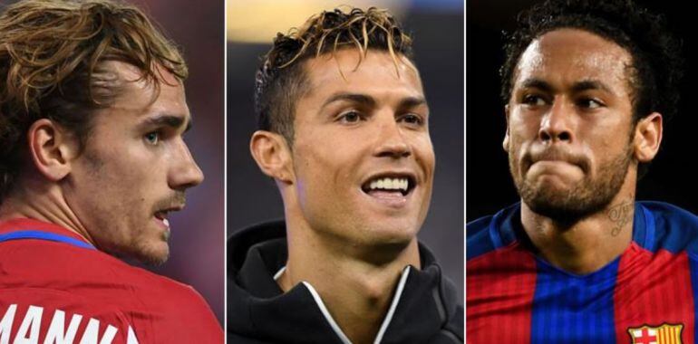 Griezmann, Cristiano y Neymar.