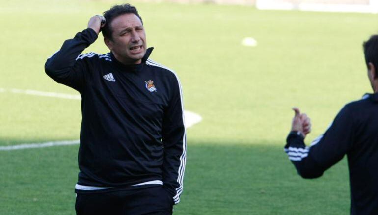 Eusebio, en un entrenamiento en Zubieta