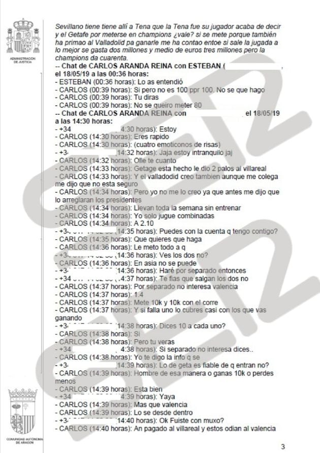 Documento al que ha tenido acceso la SER