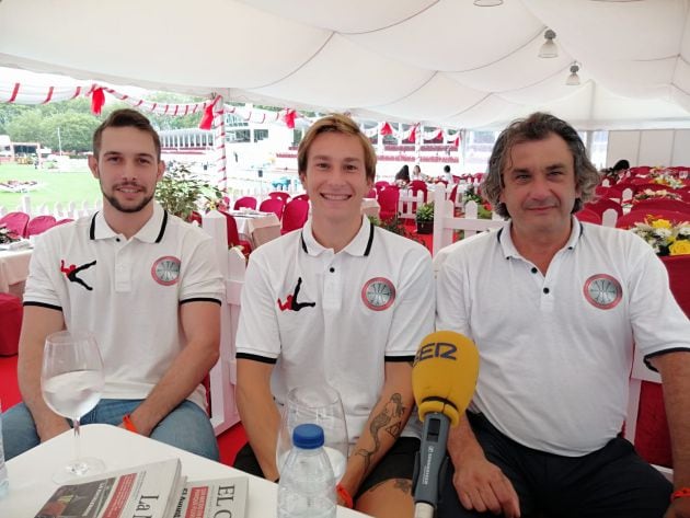 Joaquín Portugués, Ángel Moro y Nacho Galán, del Círculo Gijón Baloncesto.