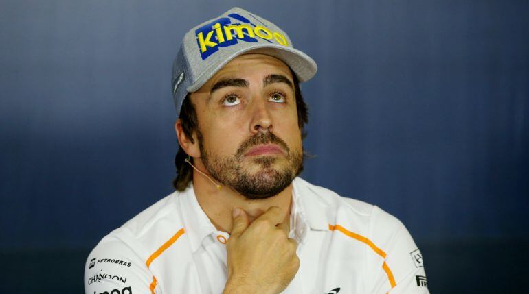 Fernando Alonso, en la rueda de prensa de los pilotos del GP de España.