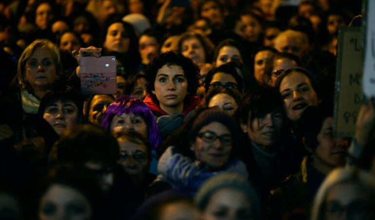 Miles de mujeres durante la multitudinaria marcha de Madrid