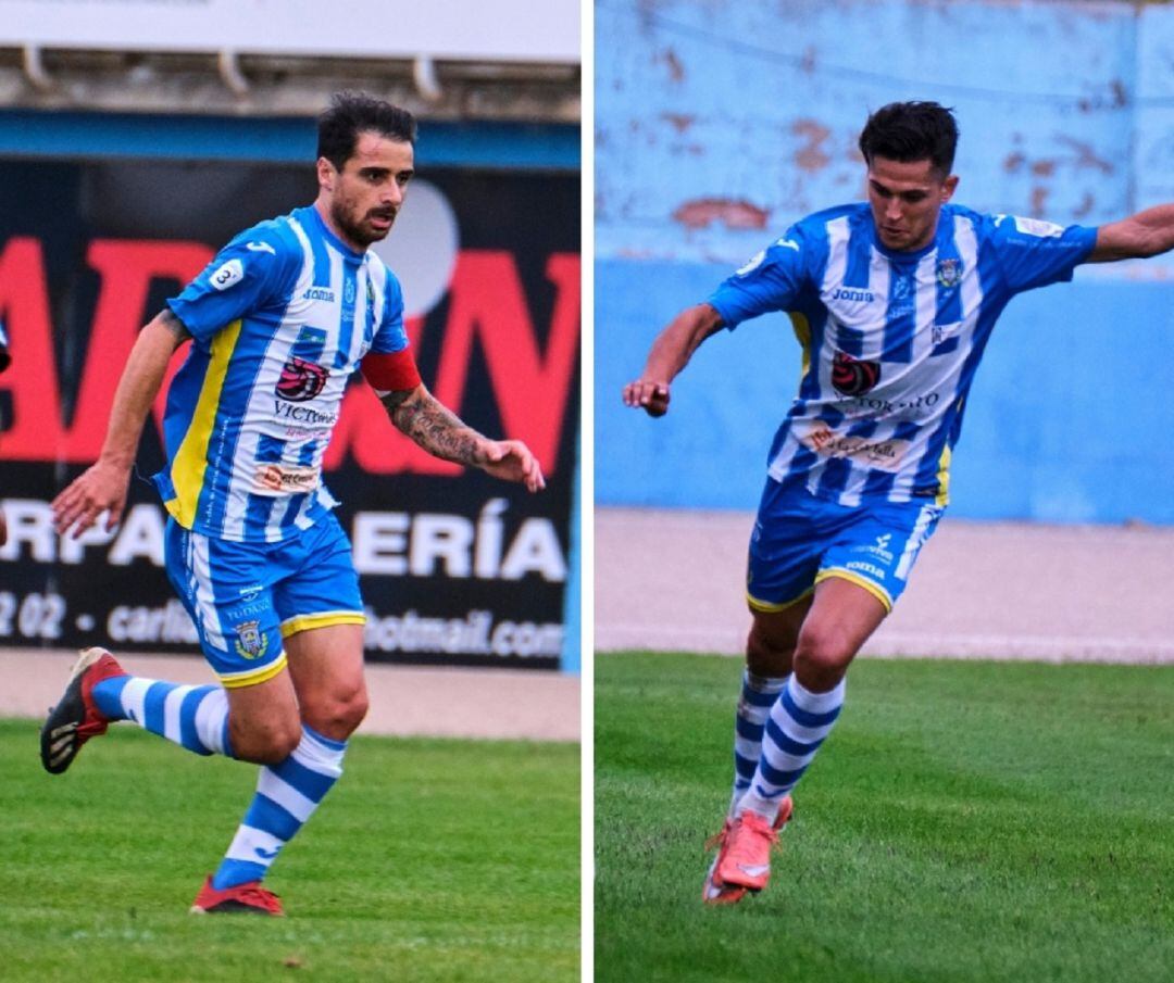 El capitán blanquiazul, Zazu (i) y Marcos Barbero con la zamarra blanquiazul.