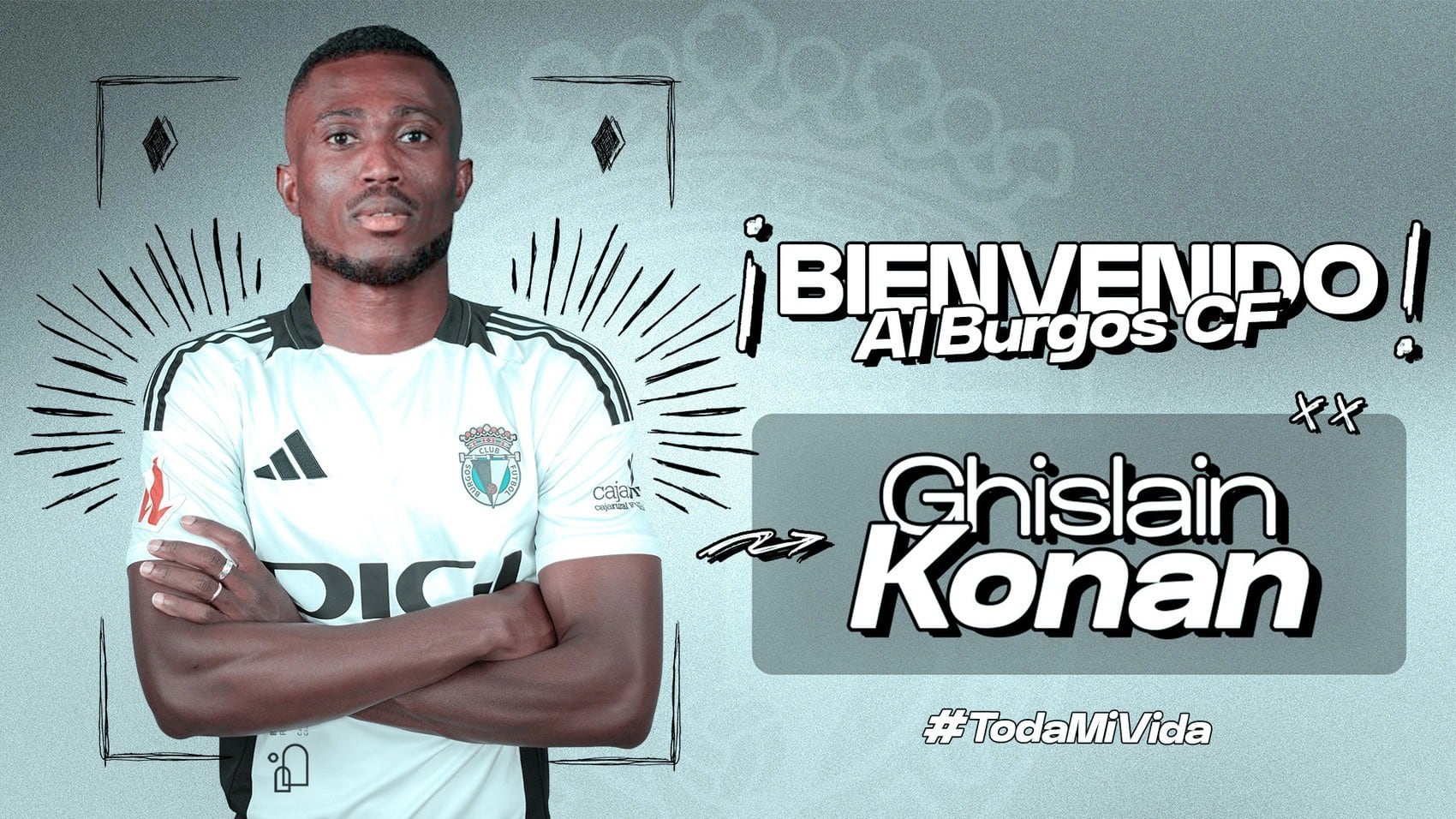 Creatividad del Burgos CF anunciando el fichaje de Ghislain Konan.