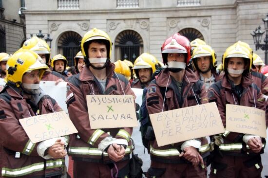 Protesta dels Bombers a Barcelona.