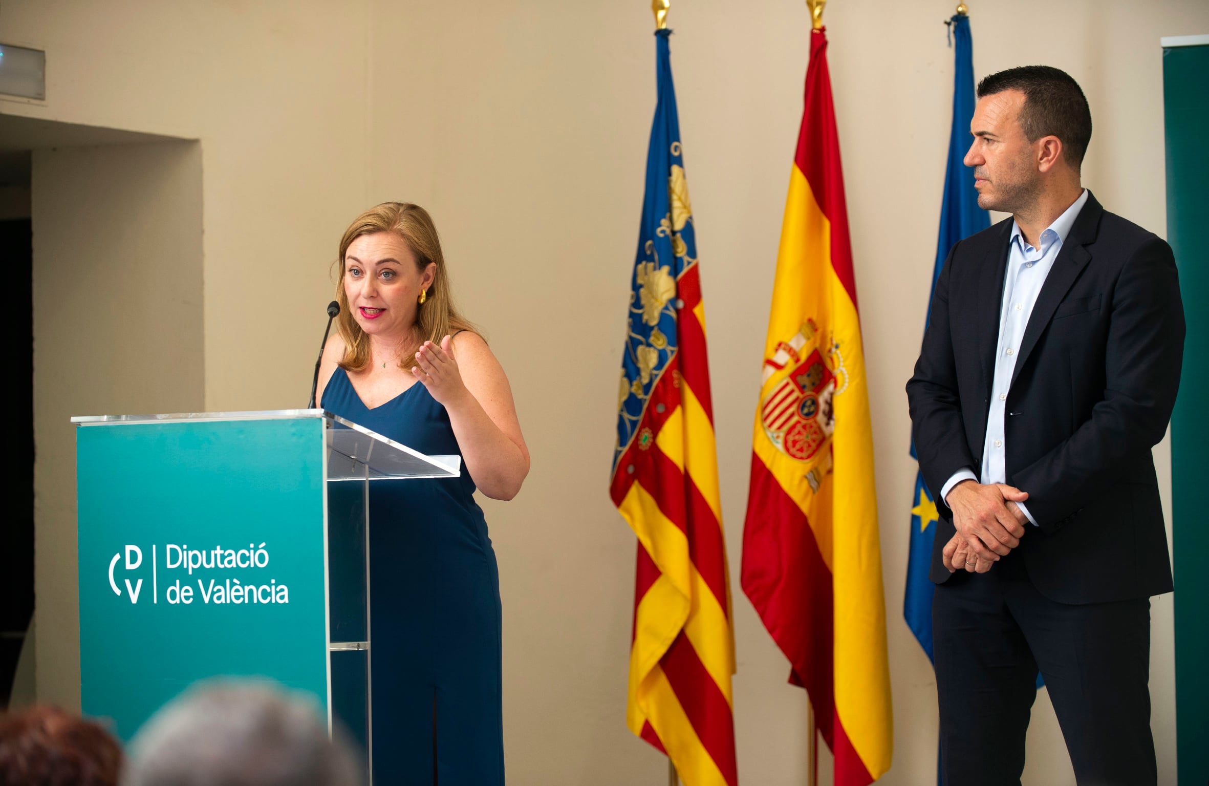 La vicepresidenta primera, Natàlia Enguix, y el presidente, Vicent Mompó, de la Diputació de València hacen balance de su primer año de gobierno en una imagen de archivo.