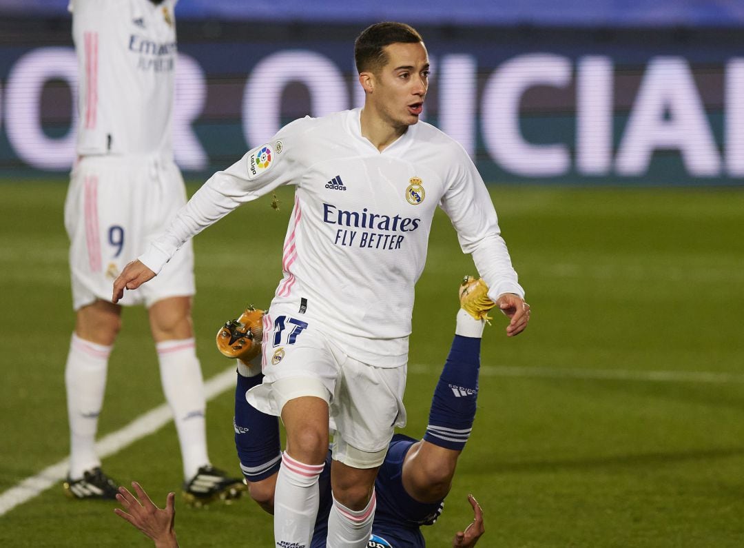 Lucas Vázquez celebra con el Real Madrid