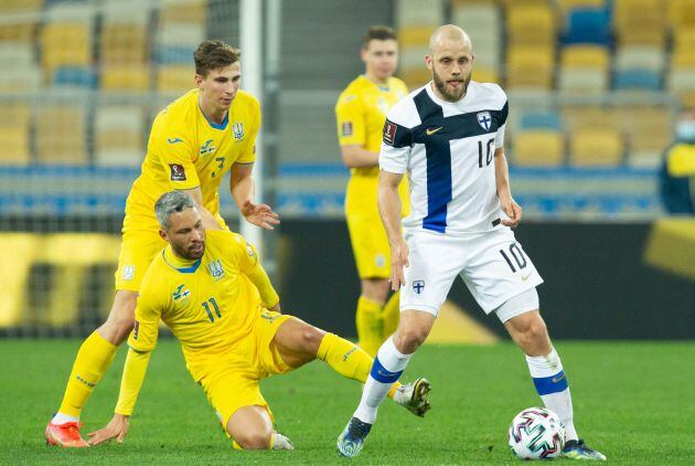 Teemu Pukki en uno de los últimos partidos con la selección finlandesa