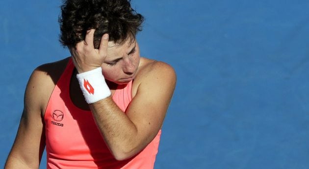 Carla Suárez, en su partido ante Sorana Cirstea.