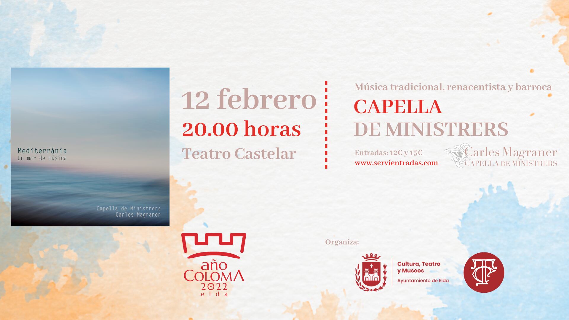 El concierto Mediterrània comenzará a las 20 horas en el Teatro Castelar