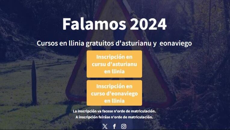 Pantalla de inicio de la web de los cursos, www.falamos.info