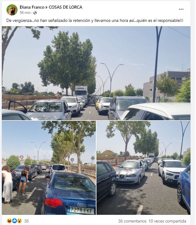 Quejas por las retenciones en la Ronda Sur de Lorca debido a la vuelta ciclista