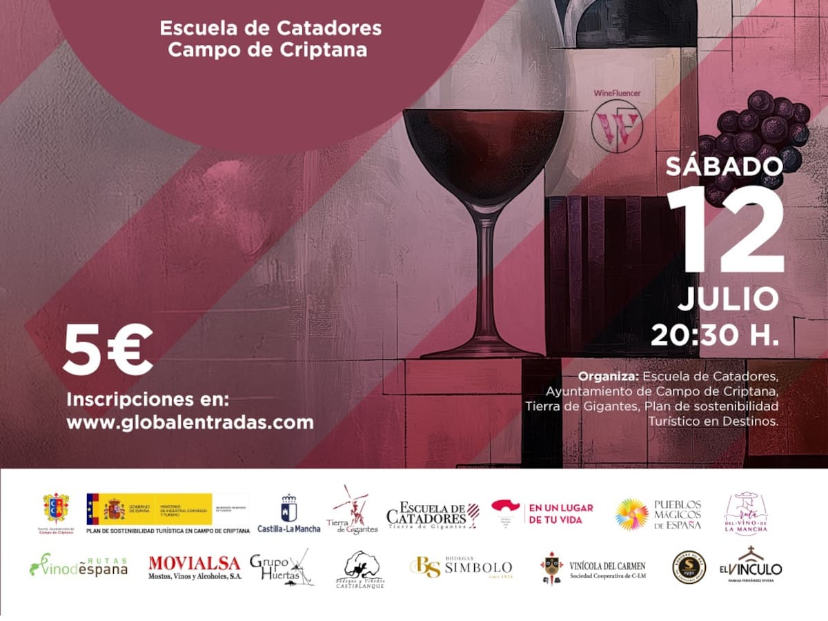 Este sábado, cata de vino junto a la "Winefluencer" en la Escuela de Catadores de Campo de Criptana