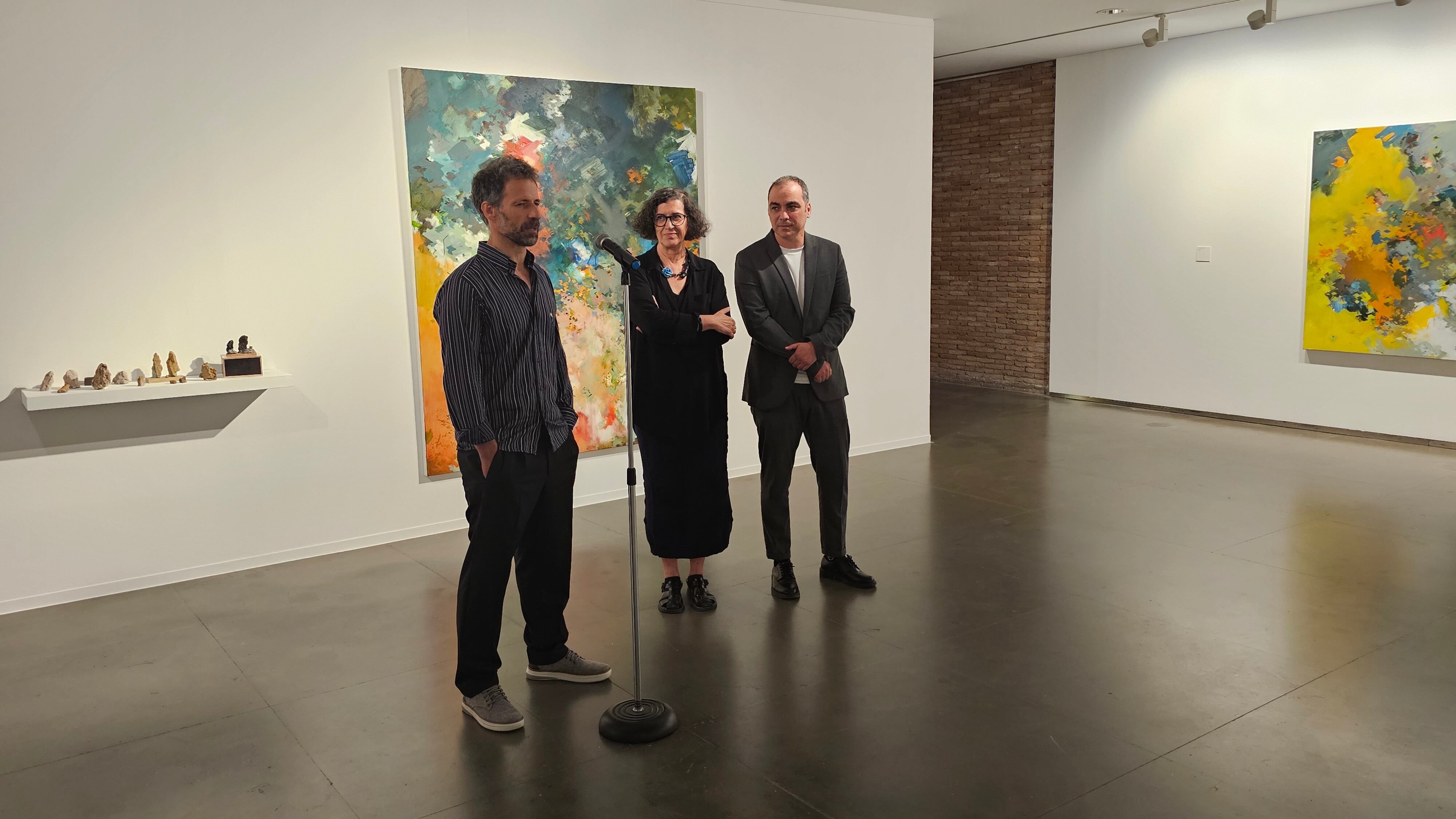 Noguero, Tudelilla y Sampériz en la presentación de la exposición a la prensa.