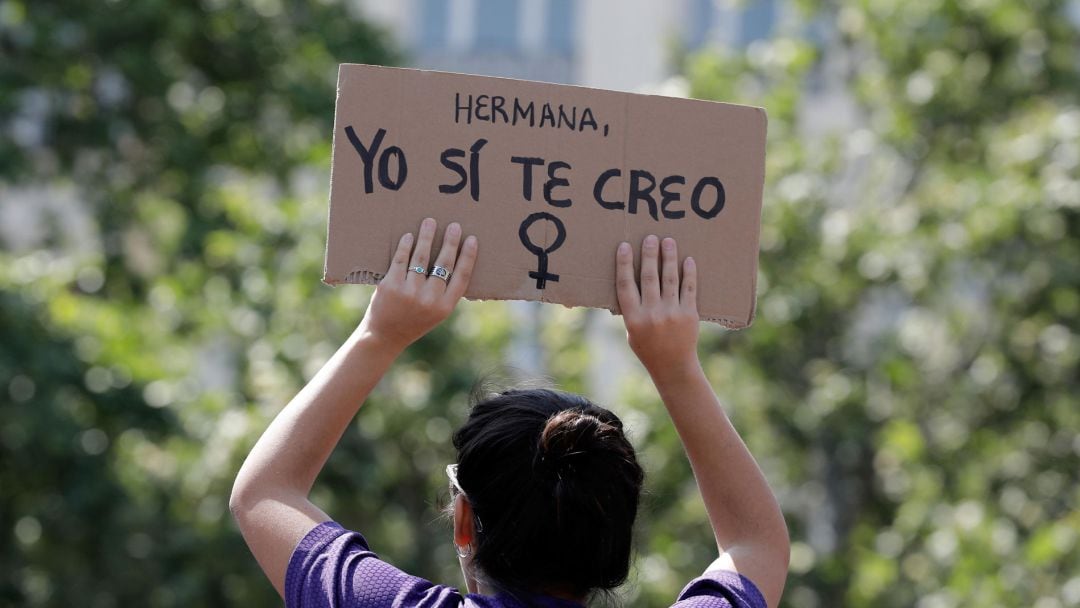 Pancarta en una manifestación feminista en una imagen de archivo