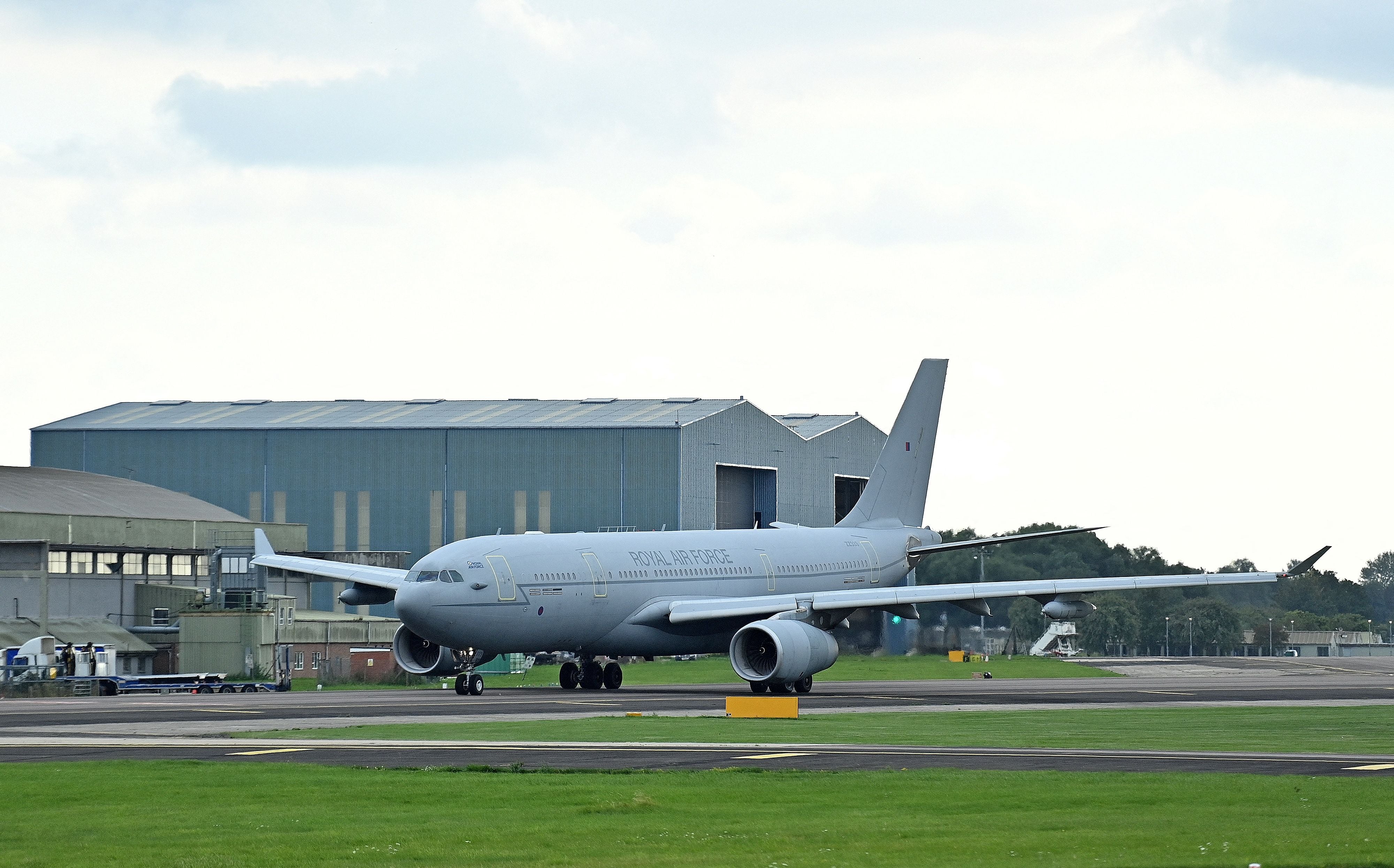 Un avión de la Royal Air Force en la base de Oxfordshire